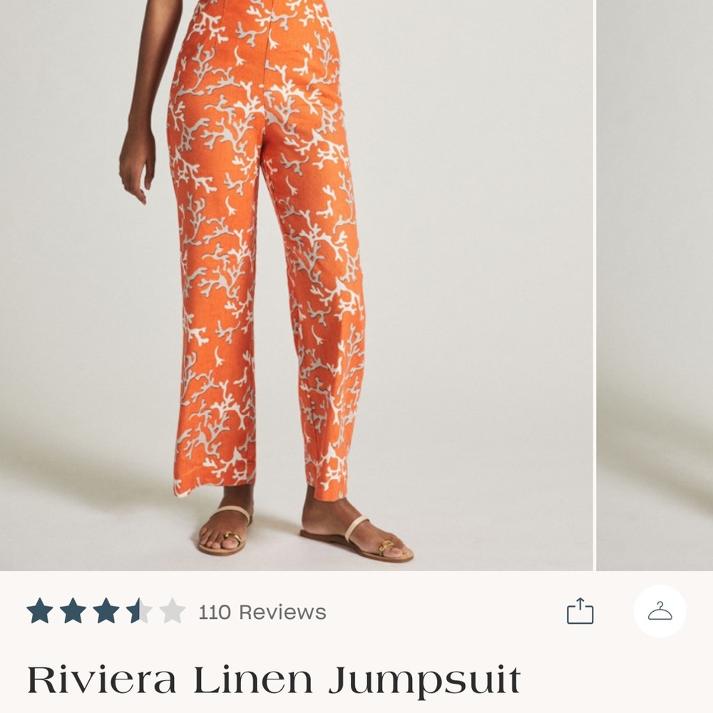Anthropologie Orange and White Floral Jumpsuit